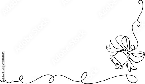 Merry Christmas decoration. Wavy line with Christmas bells.