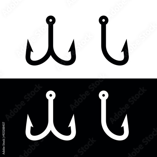 Fishing hook (fishhook) icon. Fishing or bait symbol. lure or trap.