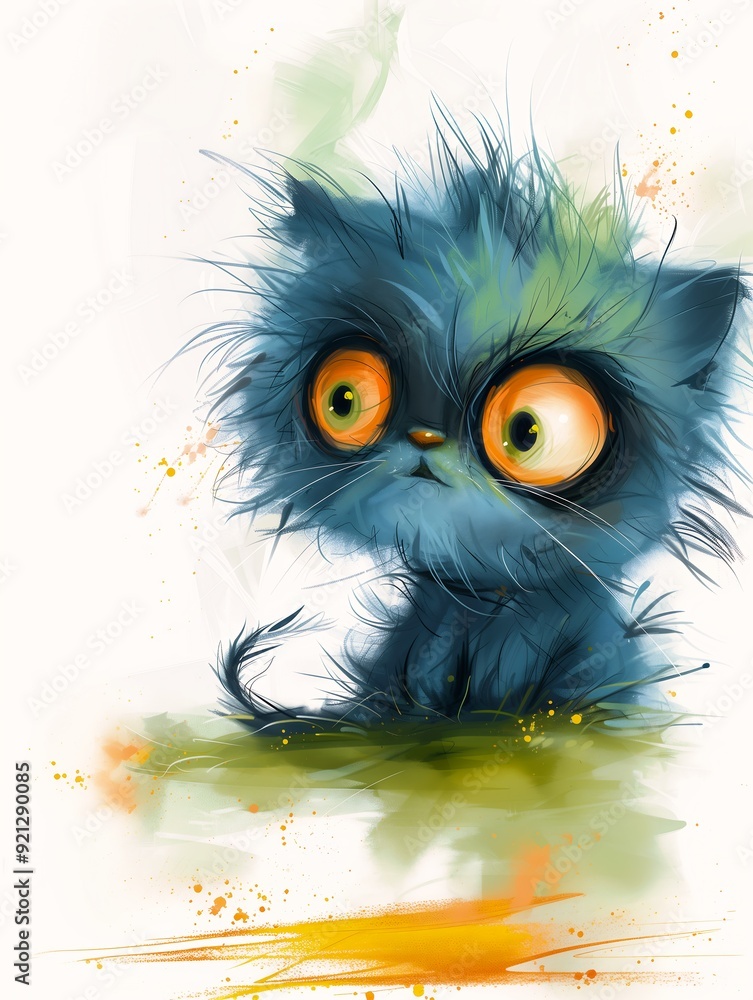 blue kitty cat kitten orange eyes tail large flowing long hair frightened look yellow color reduce duplicate bright scribbled crazy skulled creature black fur blue kitty cat kitten orange eyes tail large flowing long hair frightened look yellow color reduce duplicate bright scribbled crazy skulled creature black fur