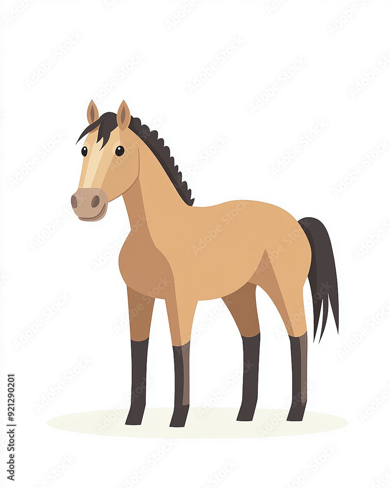 cartoon brown horse with black hair. 4k full hd animal illustration design art isolated on white background cartoon brown horse with black hair. 4k full hd animal illustration design art isolated on white background