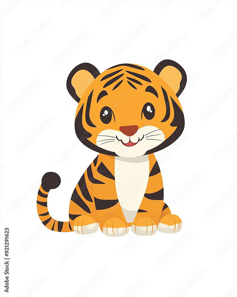 baby tiger cub sitting with a cute big smile. 4k full hd animal illustration design art isolated on white background baby tiger cub sitting with a cute big smile. 4k full hd animal illustration design art isolated on white background