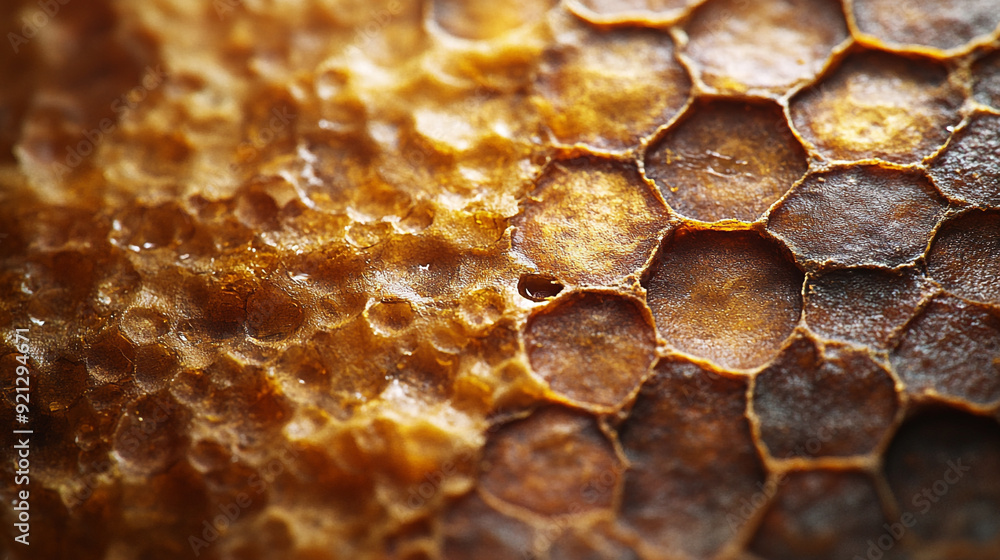 close-up of a honeycomb inside a wooden beehive. close-up of a honeycomb inside a wooden beehive.