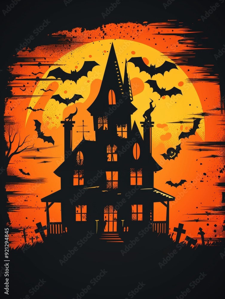 Halloween illustration with spooky old house Halloween illustration with spooky old house