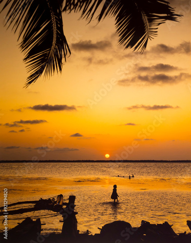 Obraz na płótnie Asia, Sri Lanka, Negombo Sunset w salonie