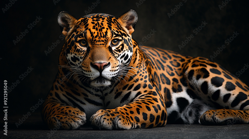 Obraz premium Portrait of Jaguar. wild animal isolated on black background. Copy space