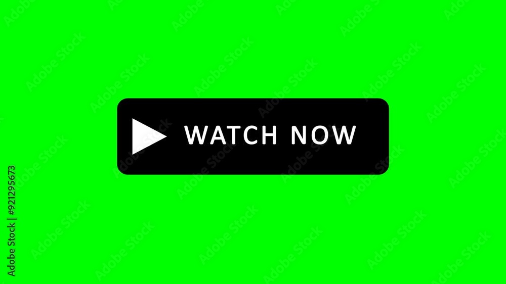Watch now button with animated arrow, video play black button / sign with white letters, isolated on green screen, for online movies, streaming, and digital content promotions Watch now button with animated arrow, video play black button / sign with white letters, isolated on green screen, for online movies, streaming, and digital content promotions