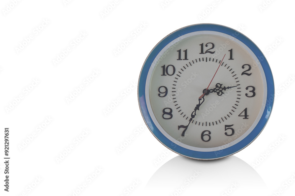 front view white and blue wall clock, on white background, object, decor, decoration, banner, template, fashion, gift, ancient, antique, copy space front view white and blue wall clock, on white background, object, decor, decoration, banner, template, fashion, gift, ancient, antique, copy space