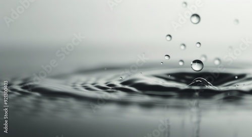 Droplets Falling on Tranquil Water Surface Creating Ripples