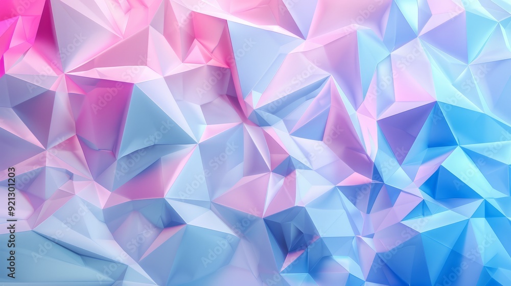 White, Blue and Pink Three-Dimensional Surface with Tetrahedrons. High Tech, Bright White, Blue and Pink Three-Dimensional Surface with Tetrahedrons. High Tech, Bright