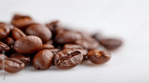 Freshly Roasted Coffee Beans Piled on a Light Surface