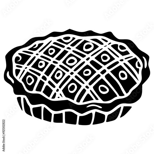 whole pie with cross pattern hand drawn glyph icon