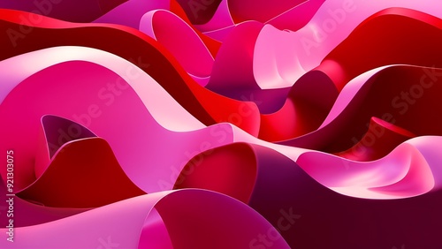 Abstract Waves in Pink and Red Hues Digital Wallpaper