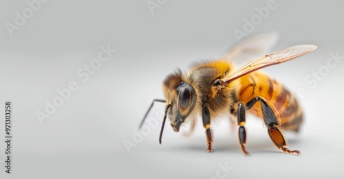 Close-Up of a Honey Bee on a White Background During the Day