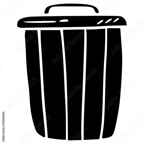 trash can with lid hand drawn glyph icon