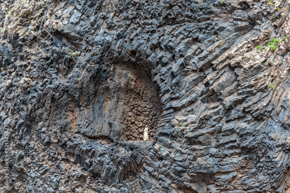 Geological structures on the coast in the village of Ribeira da Janela on the island of Madeira