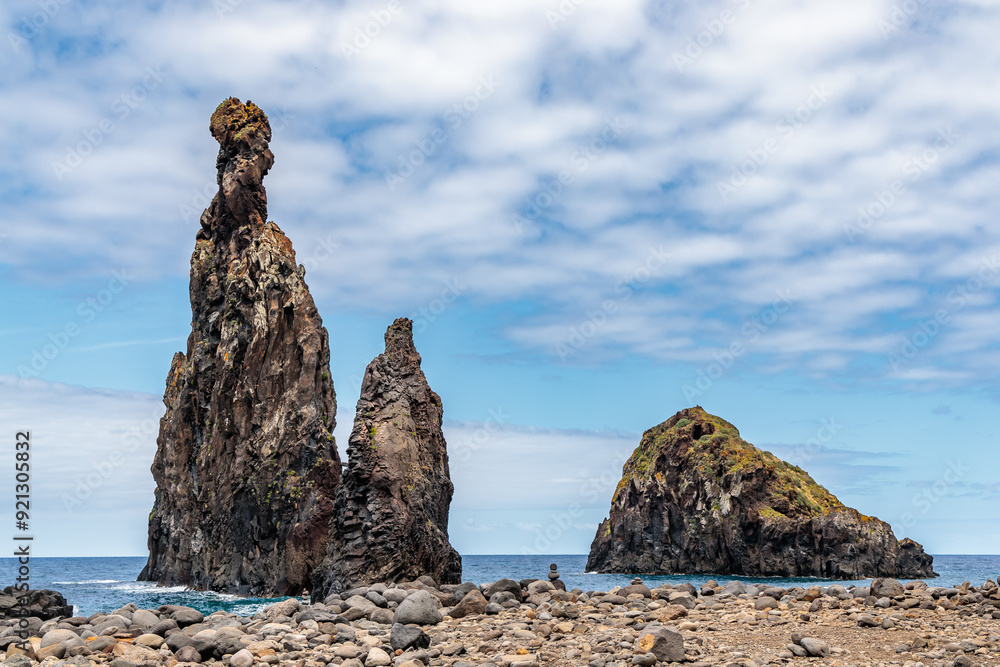 Rock formations near the coast of the village of Ribeira da Janela on the island of Madeira