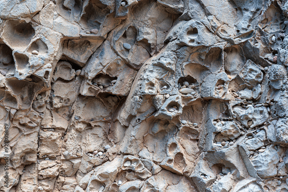 Geological structures on the coast in the village of Ribeira da Janela on the island of Madeira