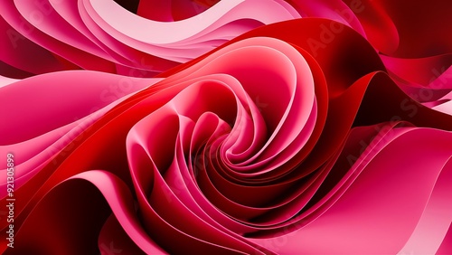 Abstract Waves in Pink and Red Hues Digital Wallpaper