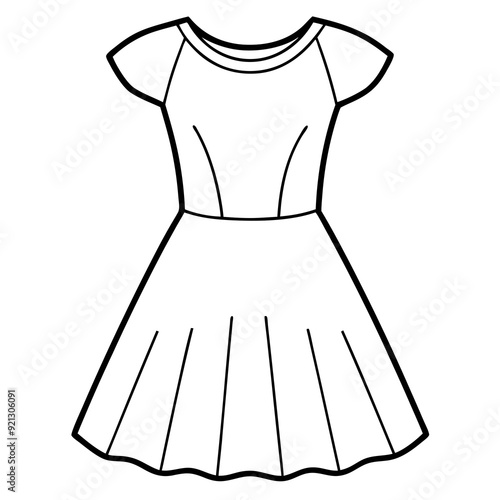 Realistic Skater Dress Vector Illustration on White Background | SVG Files, Cricut Files, Cut Files, Vector Clipart, T-Shirt Graphics