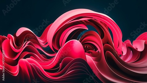 Abstract Waves in Pink and Red Hues Digital Wallpaper