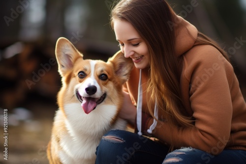 Portrait of a beautiful young woman with het dog. Pet concept. Love concept. woman with his dog. 