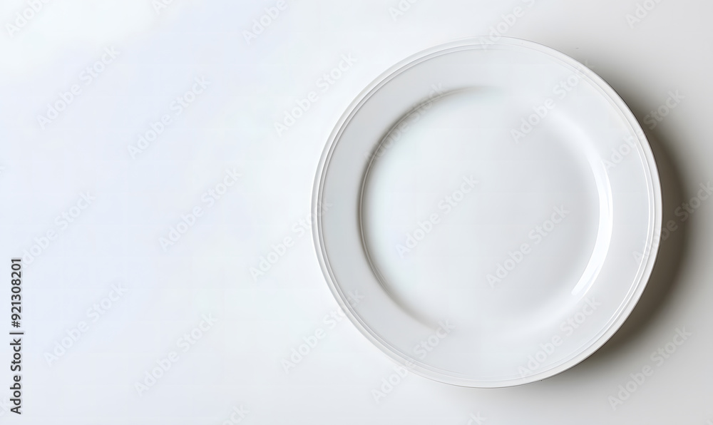 Empty ceramic round plate isolated on white background. View from above. isolated on a white background, design Empty ceramic round plate isolated on white background. View from above. isolated on a white background, design