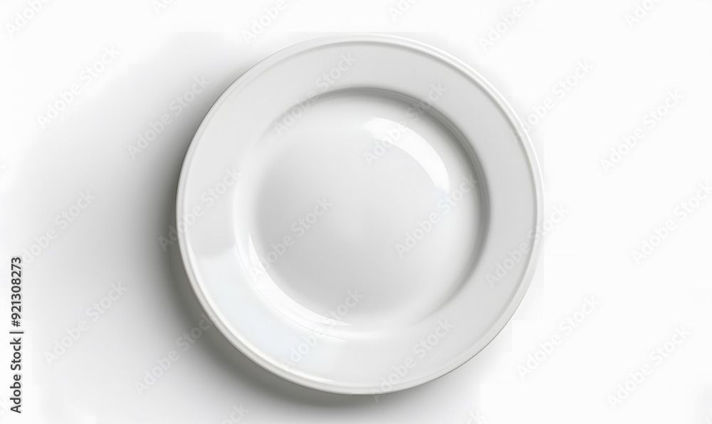 Empty ceramic round plate isolated on white background. View from above. isolated on a white background, design Empty ceramic round plate isolated on white background. View from above. isolated on a white background, design
