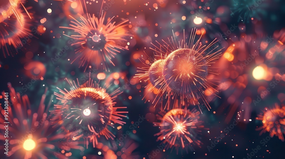 Germ Fireworks: A Night of Celebration with Explosive Abstract Lights Germ Fireworks: A Night of Celebration with Explosive Abstract Lights