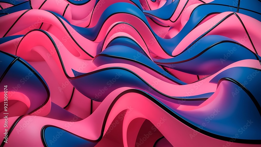 Abstract 3D Render with Organic, Rippled Forms. Modern Pink and Blue Wallpaper. Abstract 3D Render with Organic, Rippled Forms. Modern Pink and Blue Wallpaper.