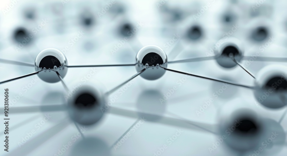 Abstract View of Black Molecules Connected by Thin Lines in a Scientific Setting Abstract View of Black Molecules Connected by Thin Lines in a Scientific Setting