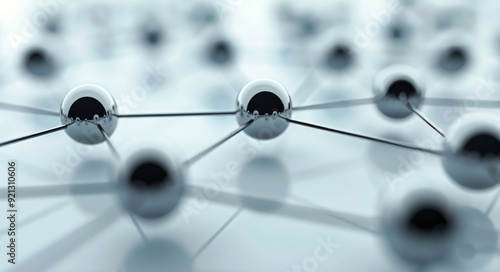 Abstract View of Black Molecules Connected by Thin Lines in a Scientific Setting