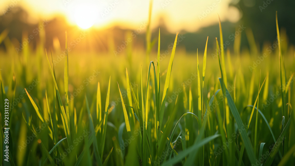 sunset over a grass field sunset over a grass field