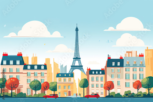 Paris in flat art style