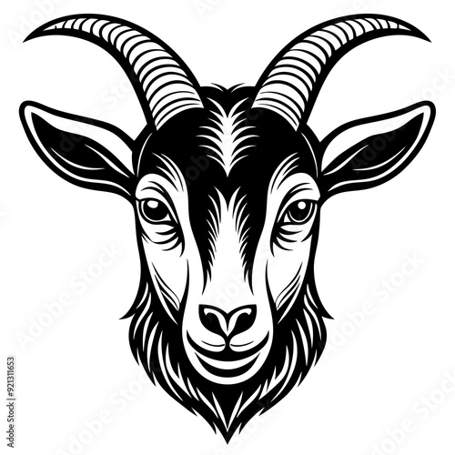 Goat Face Black Art vector illustration
