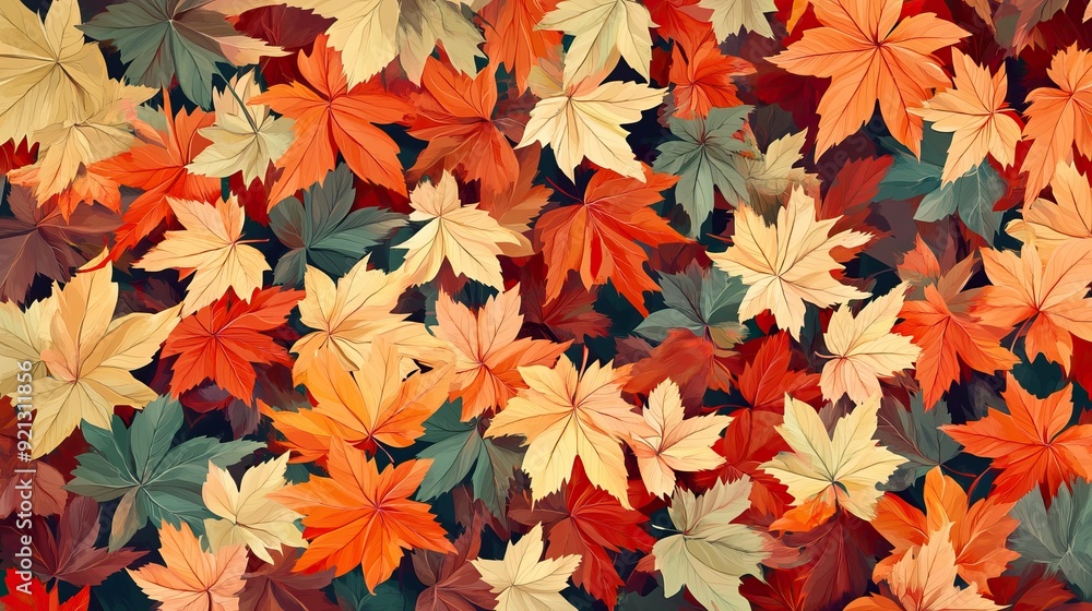 Autumn Leaves the Background with Warm and Vibrant Colors. AI generated image wallpaper Autumn Leaves the Background with Warm and Vibrant Colors. AI generated image wallpaper