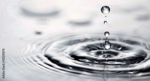 Droplets Falling on Tranquil Water Surface Creating Ripples