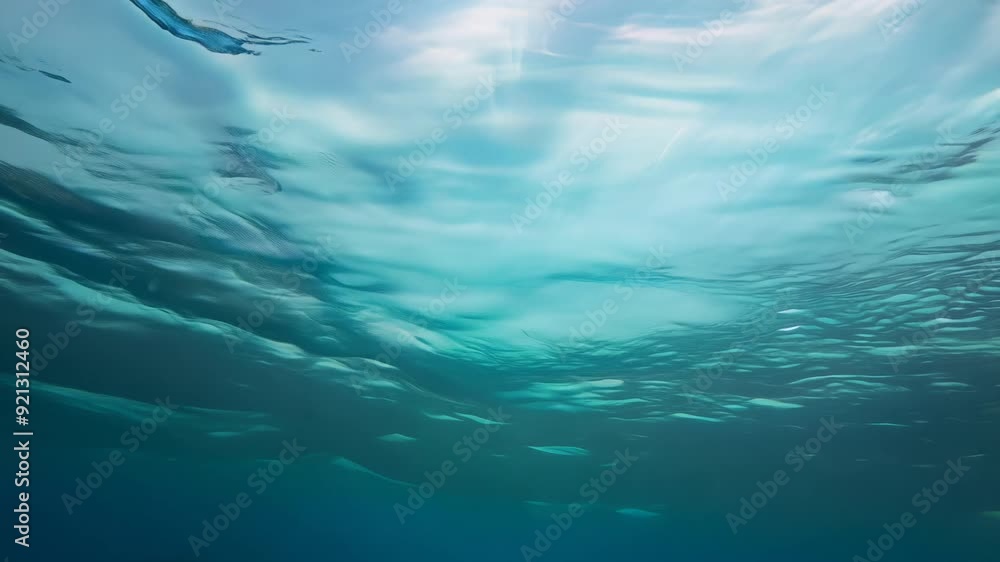 Abstract view of underwater waves with light reflections creating a serene and calm atmosphere. Abstract view of underwater waves with light reflections creating a serene and calm atmosphere.