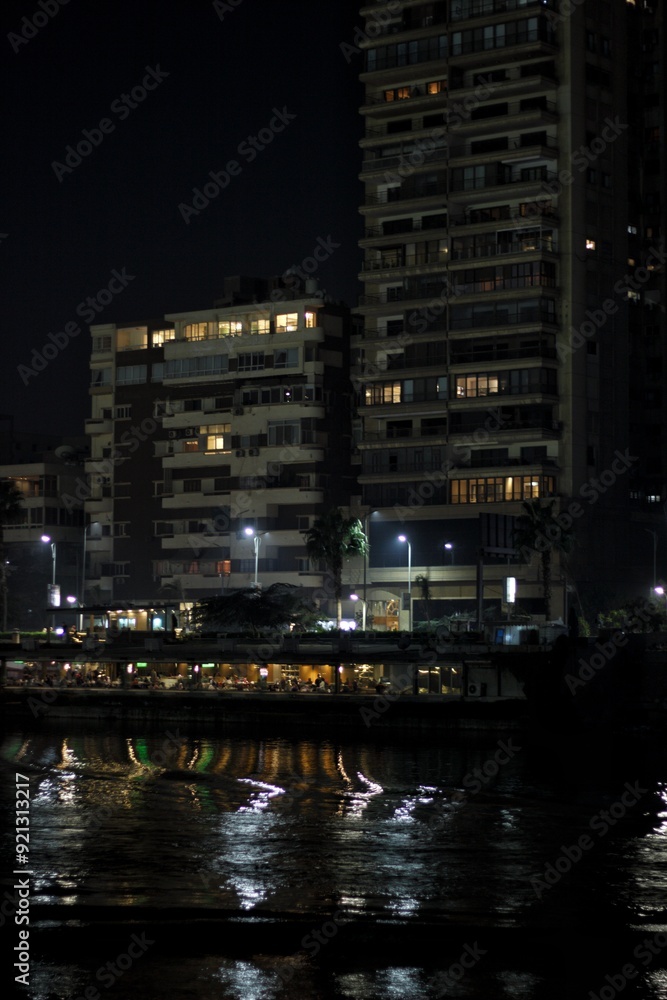 Naklejka premium Night Cairo on the banks of the Nile, Egypt. Part 2.