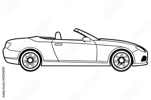 A high-end luxury convertible with clean art vector illustration