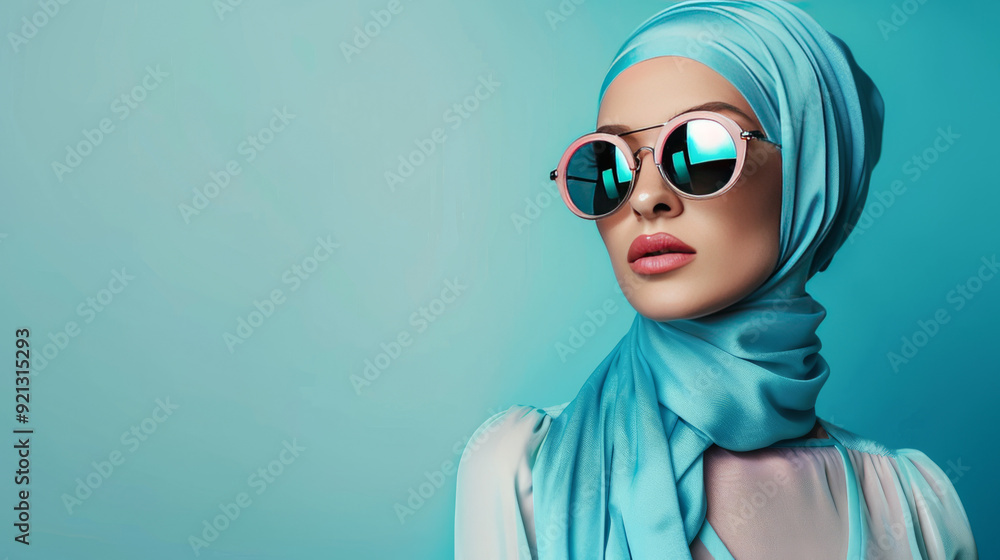 Fashionable Muslim woman in stylish clothes and sunglasses Fashionable Muslim woman in stylish clothes and sunglasses