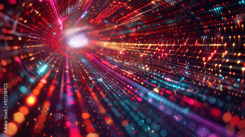 Wallpaper Mural Colorful network waves traveling inside of data center Torontodigital.ca