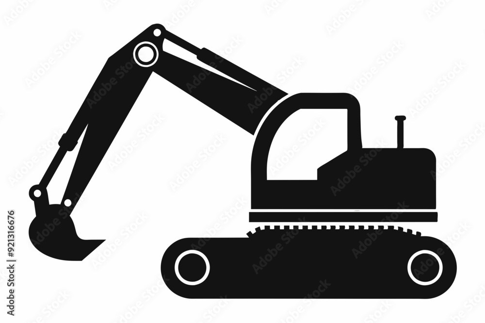 Excavator silhouette on white background Excavator silhouette on white background