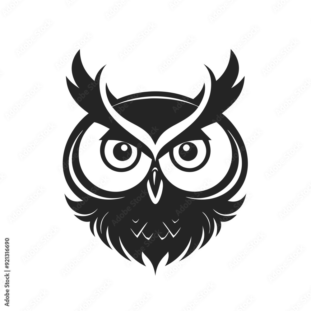 Fototapeta premium Black and White Owl Vector Graphic Ideal for Logo Design Mascot Emblem Decoration Educational Resources