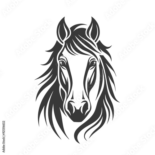 Horse Head Vector Artistic Black and White Illustration Animal Design for Logos and Tattoos