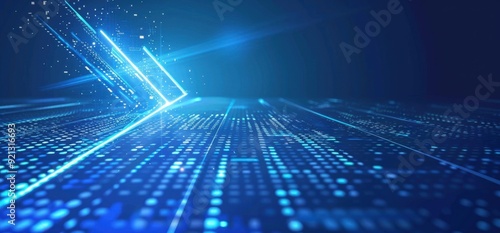 Wallpaper Mural Abstract blue arrow background with digital grid and light effect for technology concept design Generative AI Torontodigital.ca