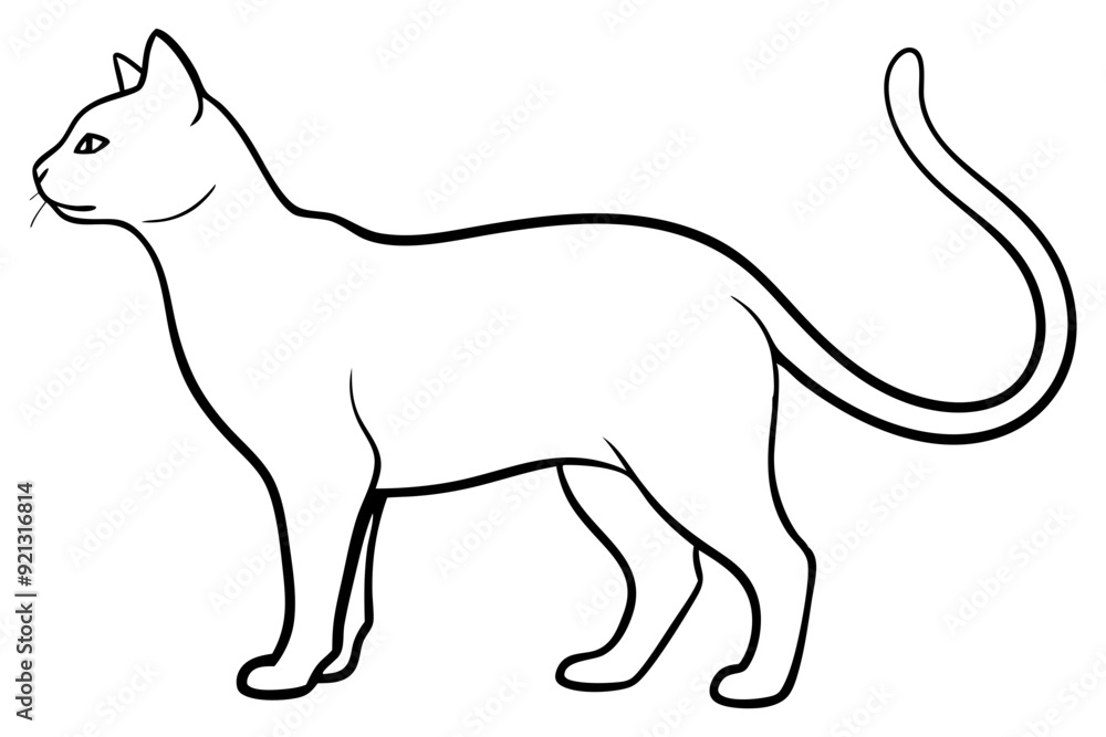 Vector Outline Silhouette of Standing Cat Illustration for Art Projects and Educational Use Vector Outline Silhouette of Standing Cat Illustration for Art Projects and Educational Use