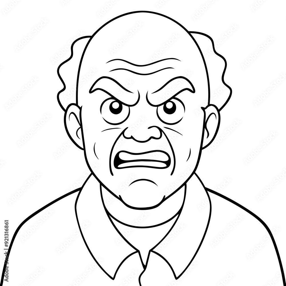 Angry Old Man Cartoon Vector Illustration Depicting Frustration and ...