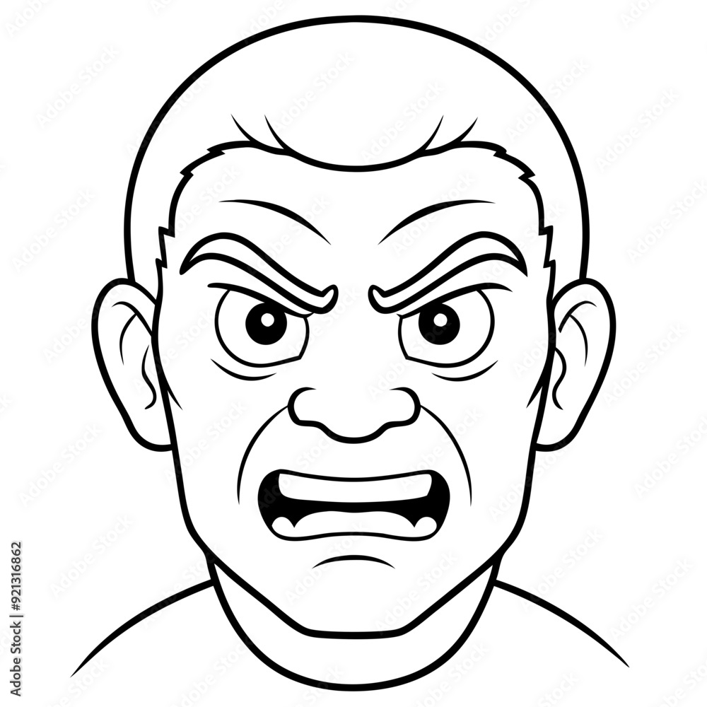 Angry Man Face Expression Vector Art Depicting Frustration Emotion Illustration Black and White Drawing Angry Man Face Expression Vector Art Depicting Frustration Emotion Illustration Black and White Drawing