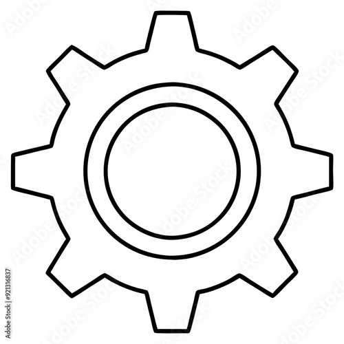 Black and White Gear Vector Industrial Mechanics Engineering Illustration Design Element