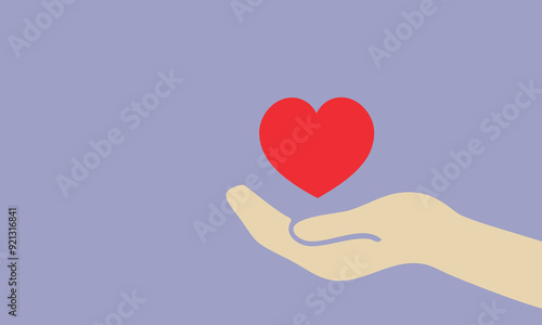 caridad, mano con corazón
